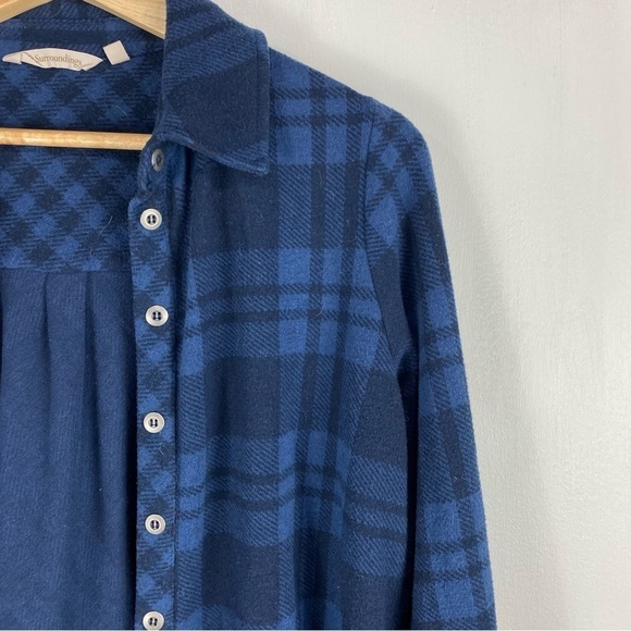 Soft Surroundings Plaid Full Button Up Down Shirt Top Jacket Shacket Size PS - Picture 2 of 6